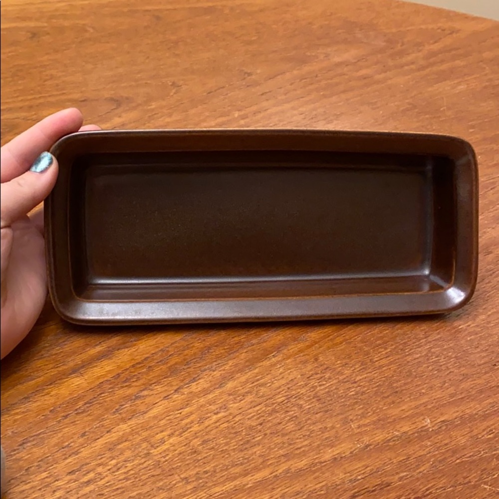 Rectangular dish brown pottery - Picture 2 of 3